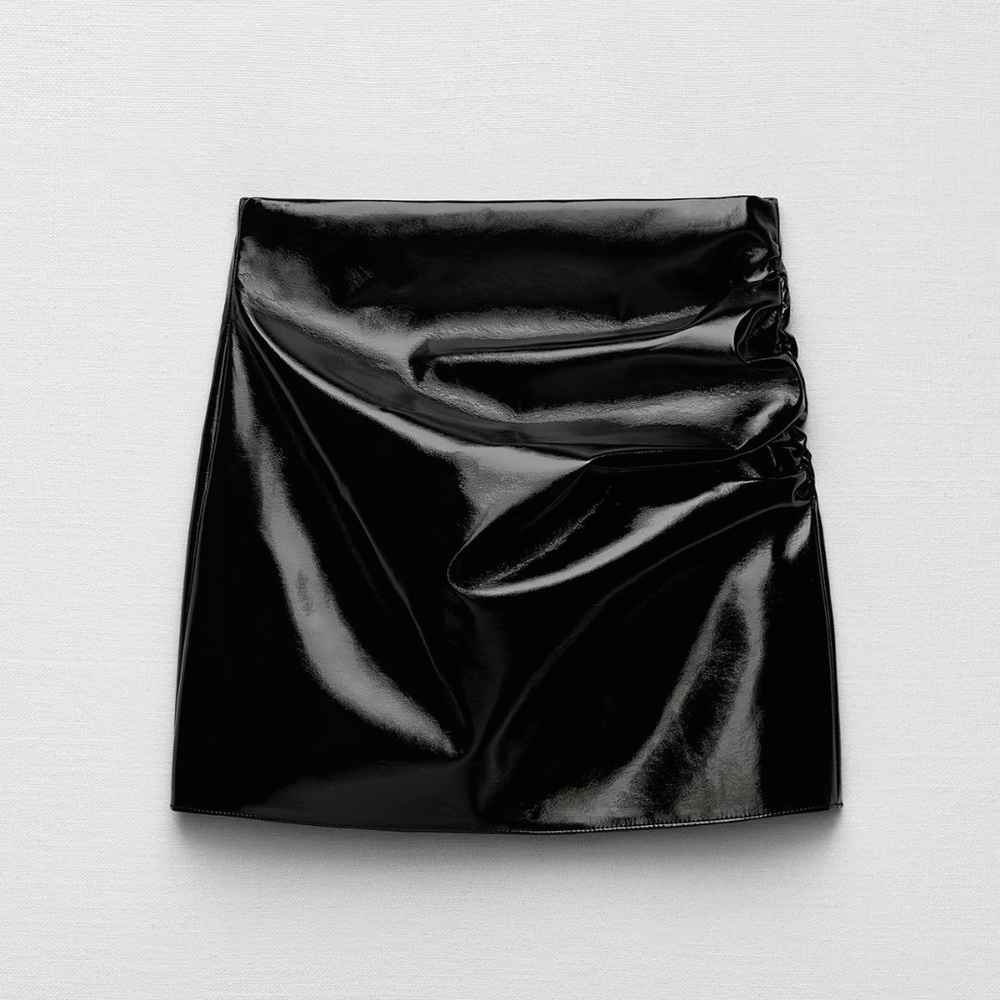 Zara Black Patent Mini Skirt